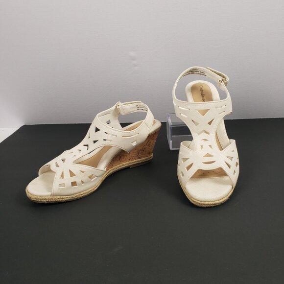 Croft & Barrow Sandals Sz 7 Womens 2.5" Cork Heel Adjustable Shoes Wedge - Picture 3 of 14